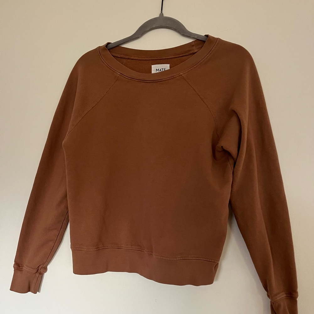 Mate The Label Organic Terry Raglan Sweatshirt Size Small (Sedona color) Cotton